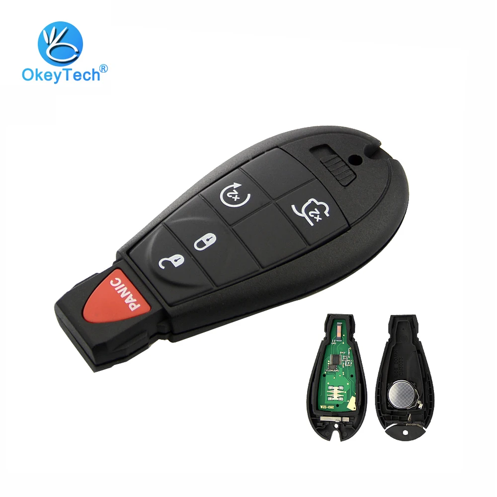 

OkeyTech 5 Button 433mhz ID46 Tranponder Chip with Insert Small Blade Remote Key for Chrysler Dodge Charger Magnum Challenger