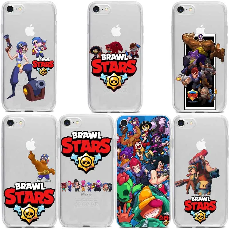 

Brawl estrelas Capa de Silicone transparent Suave Macio para Iphone 5 6 7 8 Plus Mais X XS XR Xmax Brawl Stars Fundas Coque