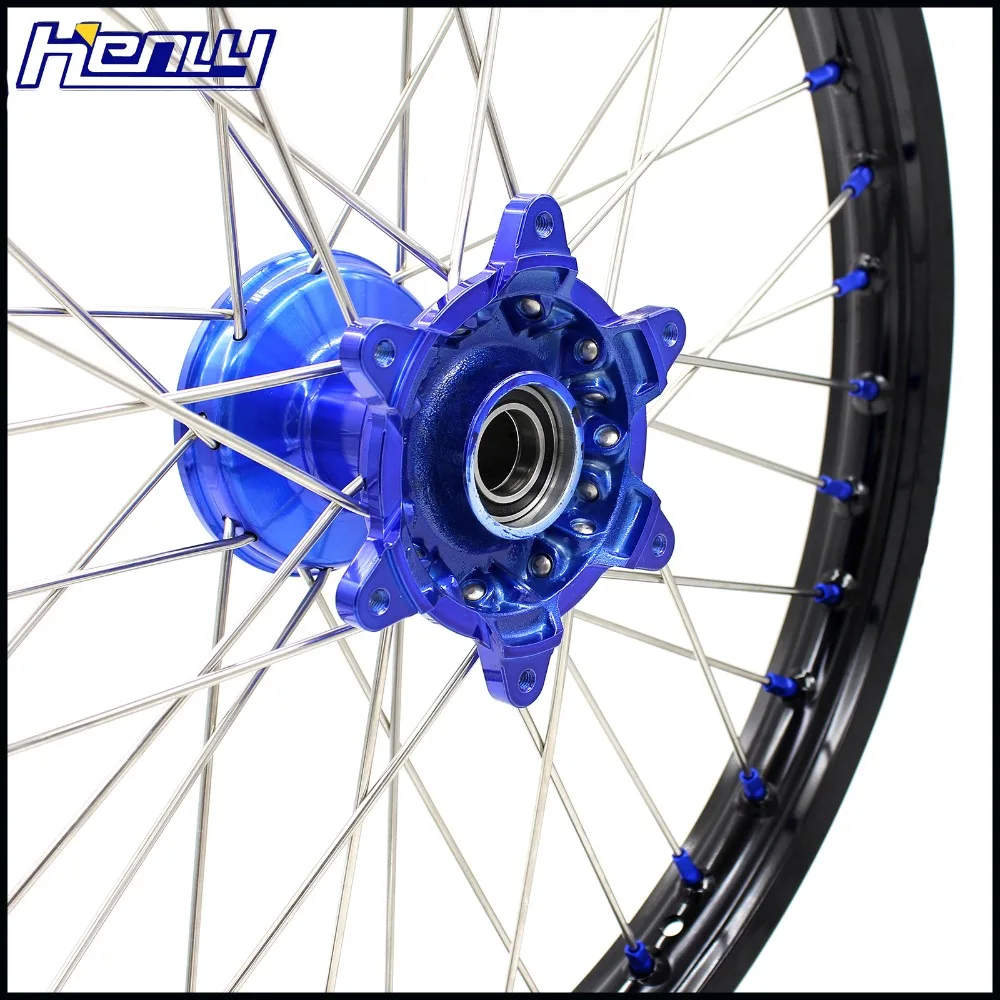 21/18 Мотоцикл обода эндуро мотоциклетные колеса Набор для YAMAHA YZ125/250 1999- YZ 250F 2001- YZ 450F 2003 синий ниппель