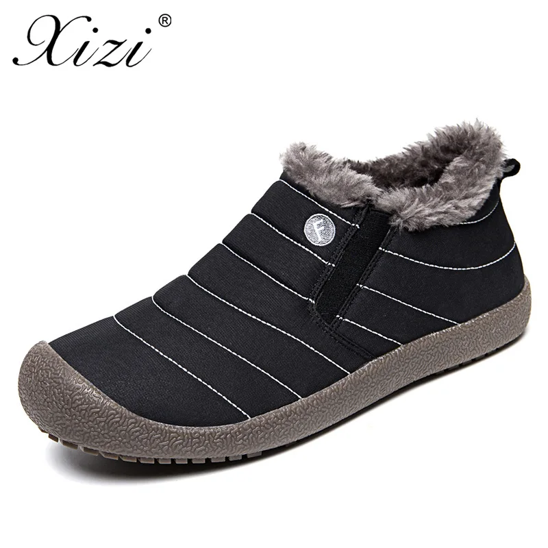 

XIZI Big size 35-48 Warm Fur Men Snow Boots shoes Flat Heels plush ankle motocycle boots Casual Shoes Platform outdoor Man shoes