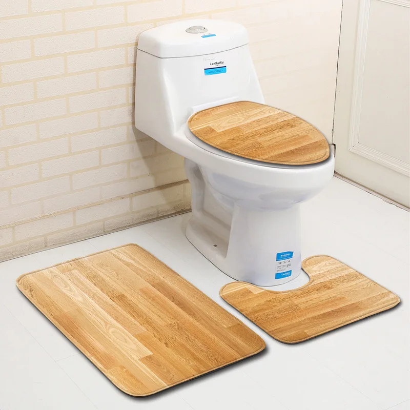 Zeegle нескользящий коврик для ванной комнаты ограничитель деревянный коврик для ванной 3 шт. Набор ковриков для ванной абсорбирующий коврик коврики для ванной комнаты - Цвет: L181218-D14
