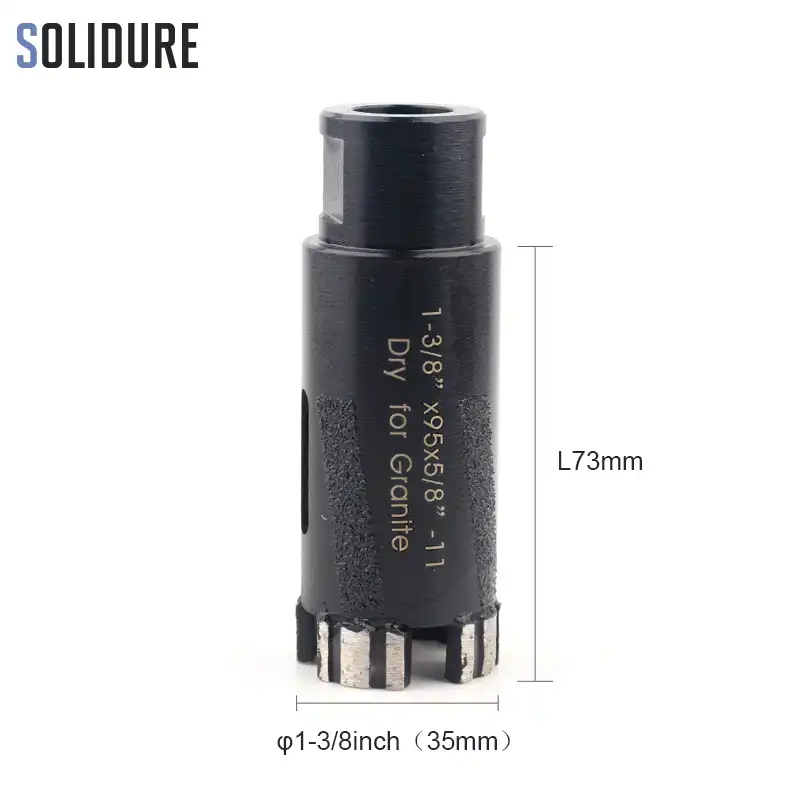 1-3//8 Dry//Wet Vaccum Brazed Protection Laser Welded Diamond Core Drill Bit for Dry Drilling Granite and Marble
