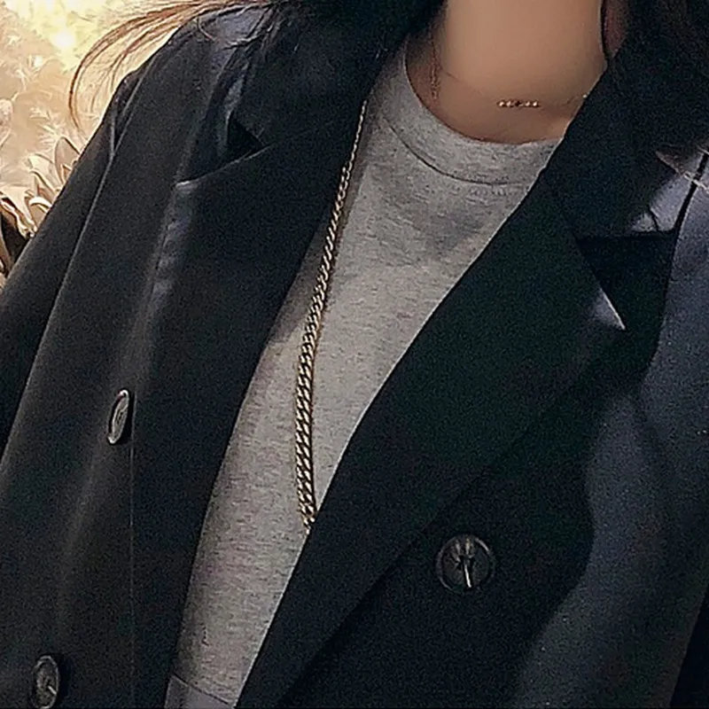 2019 Spring New Heavy Texture Temperament Black Women's Blazer Casual Loose Women's Jacket Characteristics Cuffs Blaser Feminino 2019 Spring New Heavy Texture Temperament Black Women's Blazer Casual Loose Women's Jacket Characteristics Cuffs Blaser Feminino