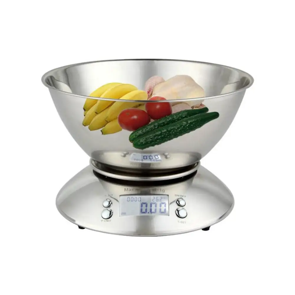 

New Readability 1g-5000g Kitchen Digital Scale With Bowl Added Alarm Timer Function Electronic Weighing Balance Scale
