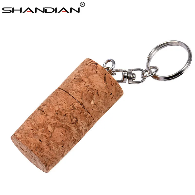 

SHANDIAN Wooden cork USB flash drive wood bottle plug pendrive 4GB 16GB 32GB 64gb fashion memory stick with keychain gifts