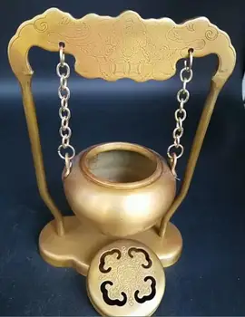 

Collection of Chinese exquisite old brass sling incense burner