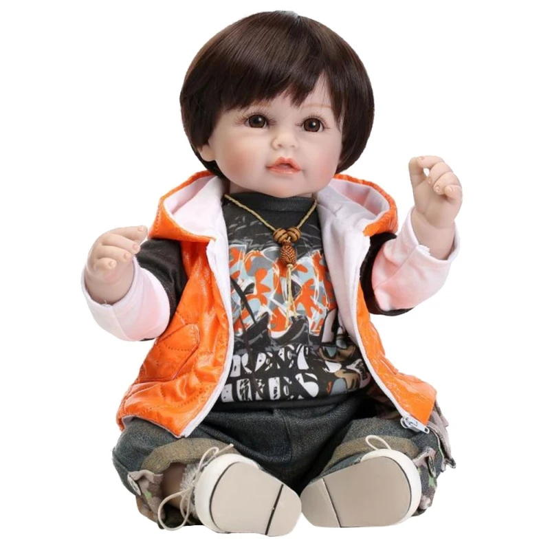 

Dongzhur Simulation Silicone Baby Rebron Doll Orange Vest Boy Dolls 55cm Npkdoll Christmas Gift Holiday Creative Sleepping Doll