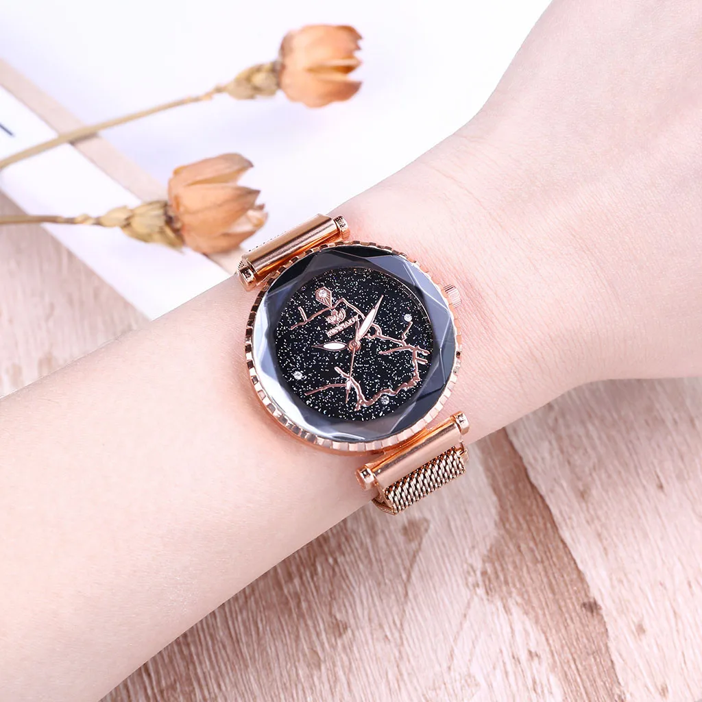 

Quartz Watch Woman's High-end Blue Round Glass Life Waterproof Distinguished Casual Simple Ladies Watch orologio donna 2019
