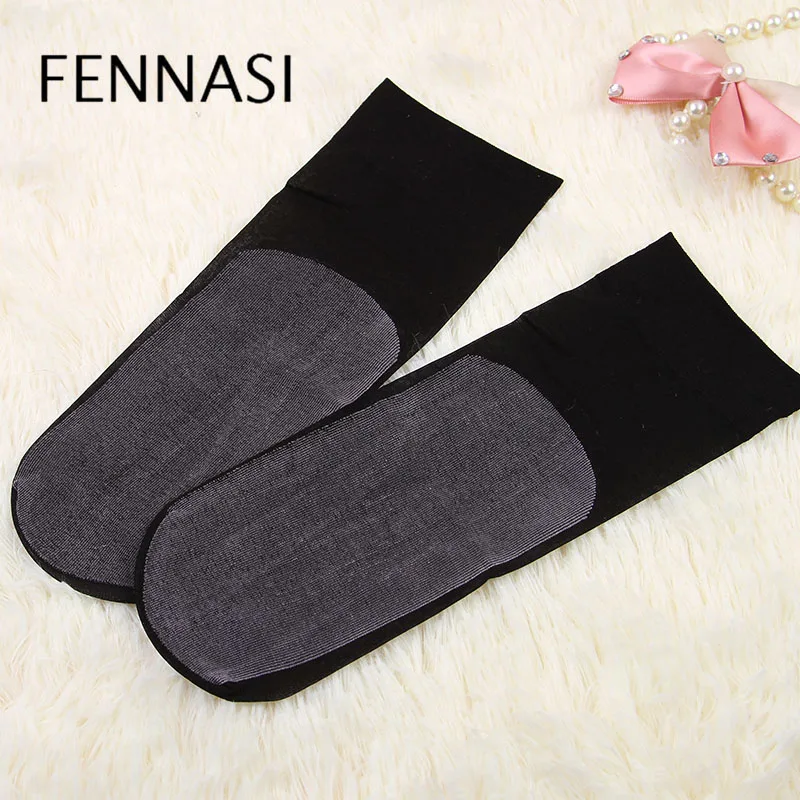 Black FENNASI 3 пары Женские Лоскутные прозрачные короткие носки до лодыжки нейлоновые носки Забавные милые носки с принтом корейский стиль женские черные - Цвет: Black