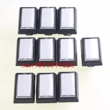 Nice 50mm*33mm 10pcs/lot 5V Rectangular LED Illuminated Arcade Push Button with Microswitch for Arcade Video Games DIY-White