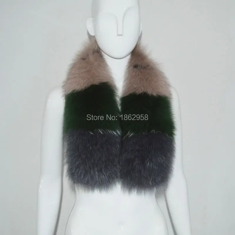 China Post Free Shipping SJ083 New Arrival 2019 Cheap Price Combined Color Pull Through Top Quality Real Fox Fur Scarf |