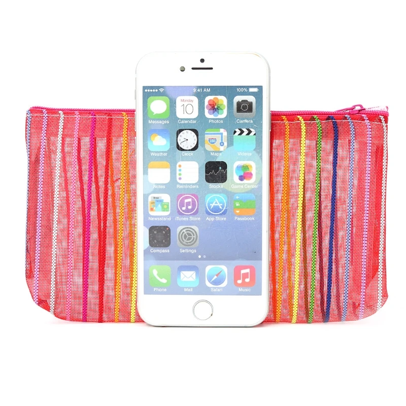 THINKTHENDO Women Travel Nylon Mesh Makeup Cosmetic Bag Pouch Toiletry Organizer Bags Nylon 7