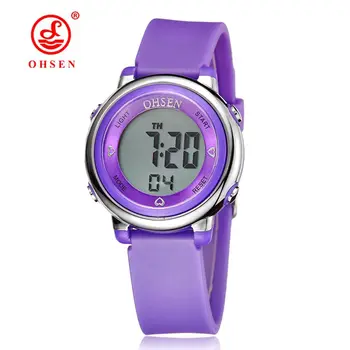 

OHSEN Digital Kids Children Watches 5ATM Waterproof LED Sports Fashion women Wristwatch relogio feminino Purple Girl Clocks Gift