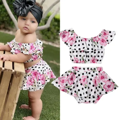 

2019 New Cute Baby Girl Summer Tops Tutu Shorts Outfit