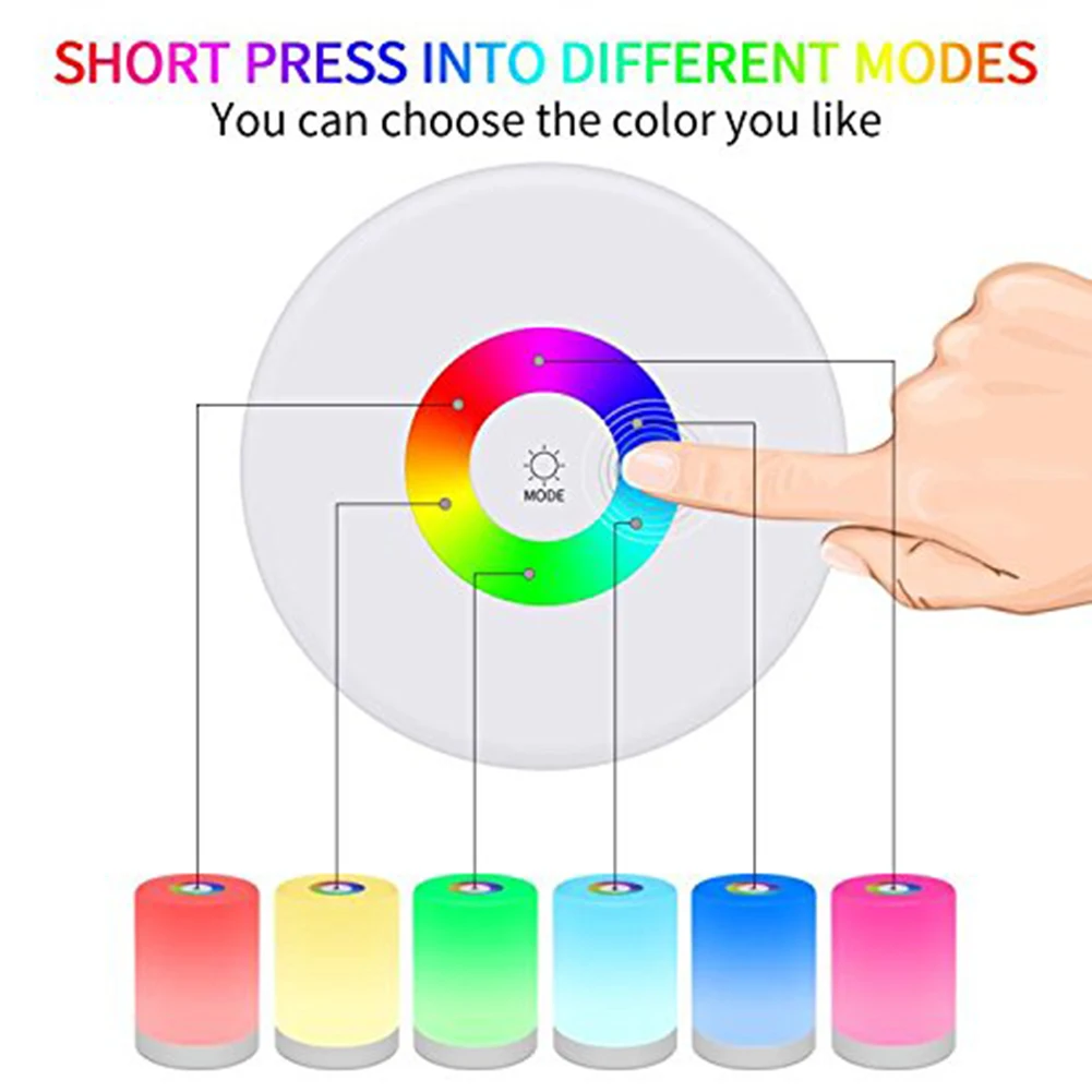 Светодиодный ручной подъемник с регулируемой яркостью, RGB, меняющий цвет, светодиодный ночник с сенсорным управлением, прикроватная настольная лампа