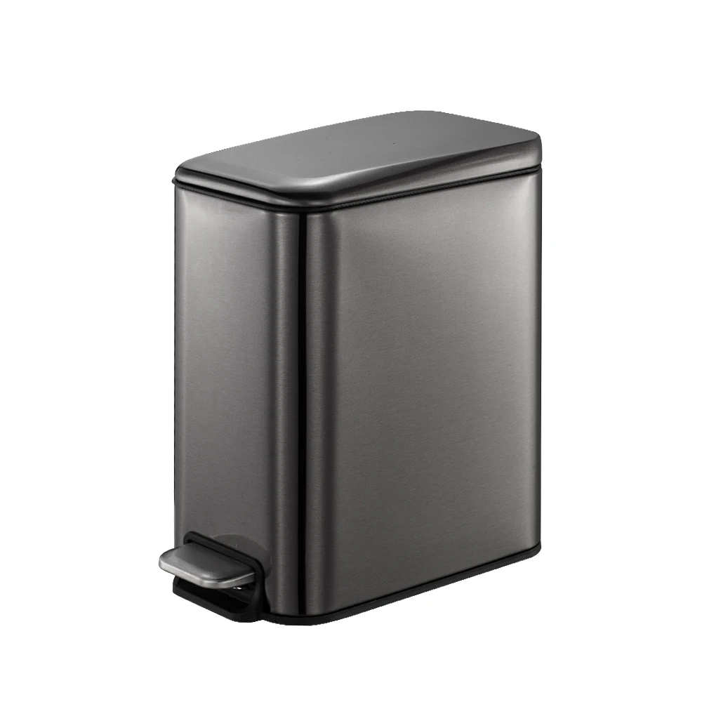 

Smartbin 5L/1.3 Gallon Stainless Steel Waste Bin Dust Bin Waste Basket Recycle Bin Waste Paper Basket Trash Can Black Golden