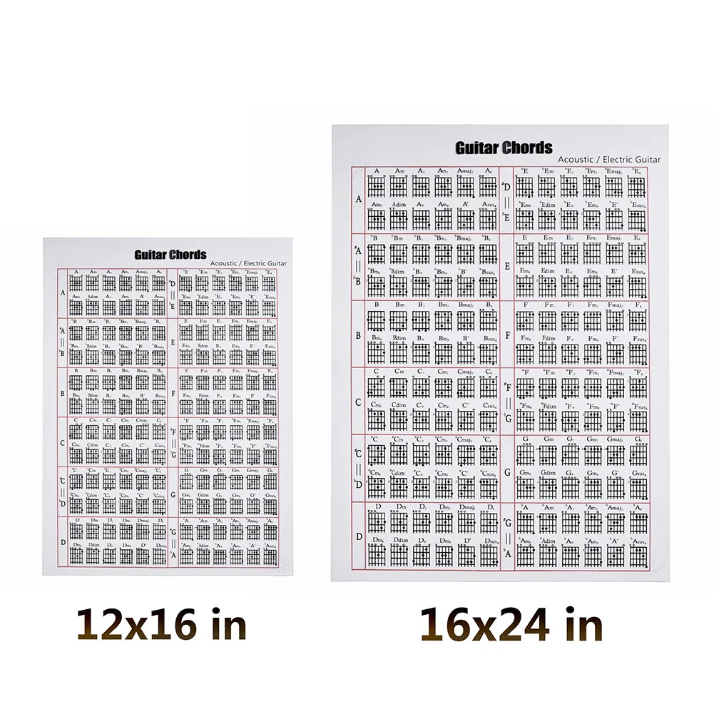 2" /12" Акустическая Электрогитара Chord Scale Chart плакат инструмент для занятий музыкой помощь для обучения справочные вкладки диаграмма