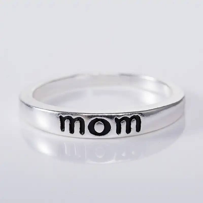 Классическое серебряное кольцо ювелирные изделия с надписью Mom модные