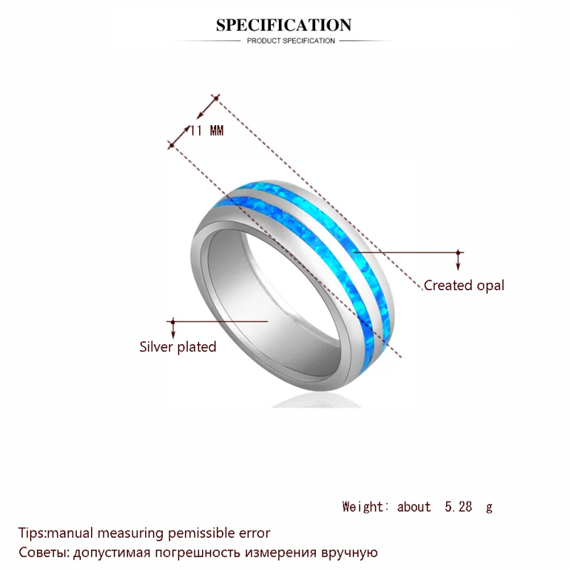 Классический стиль Высочайшее качество Синий огненный опал штампованные серебряные Модные украшения Кольца для женщин США#6#7#8#9#10 OR663