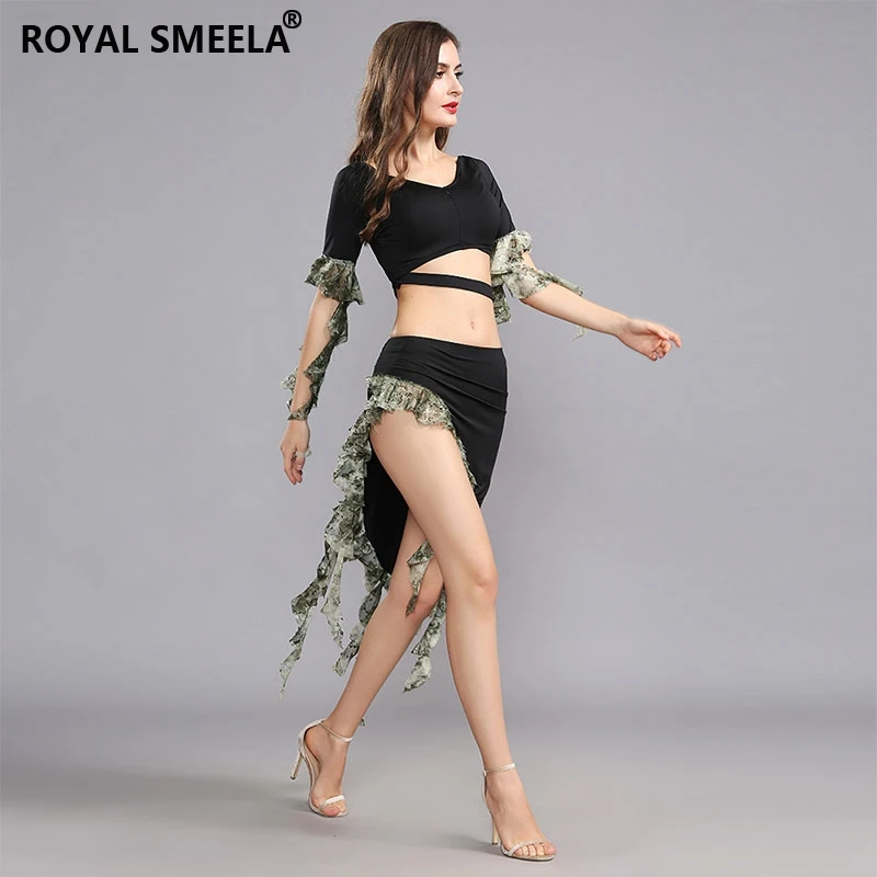Royal Smeela Women Sexy Fringe Belly Dance Outfit ruffles Tassels Crop Top  Skirt bellydance practice clothes Belly Dancing Wear - AliExpress