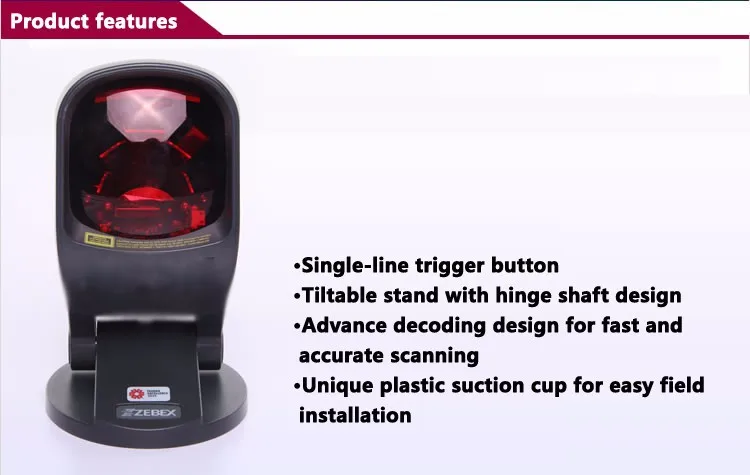 Zebex Z-6170 Hands-Free Laser Omnidirectional Barcode Scanner Desktop Bar Code Reader Five scan directions 20 lines portable printer scanner