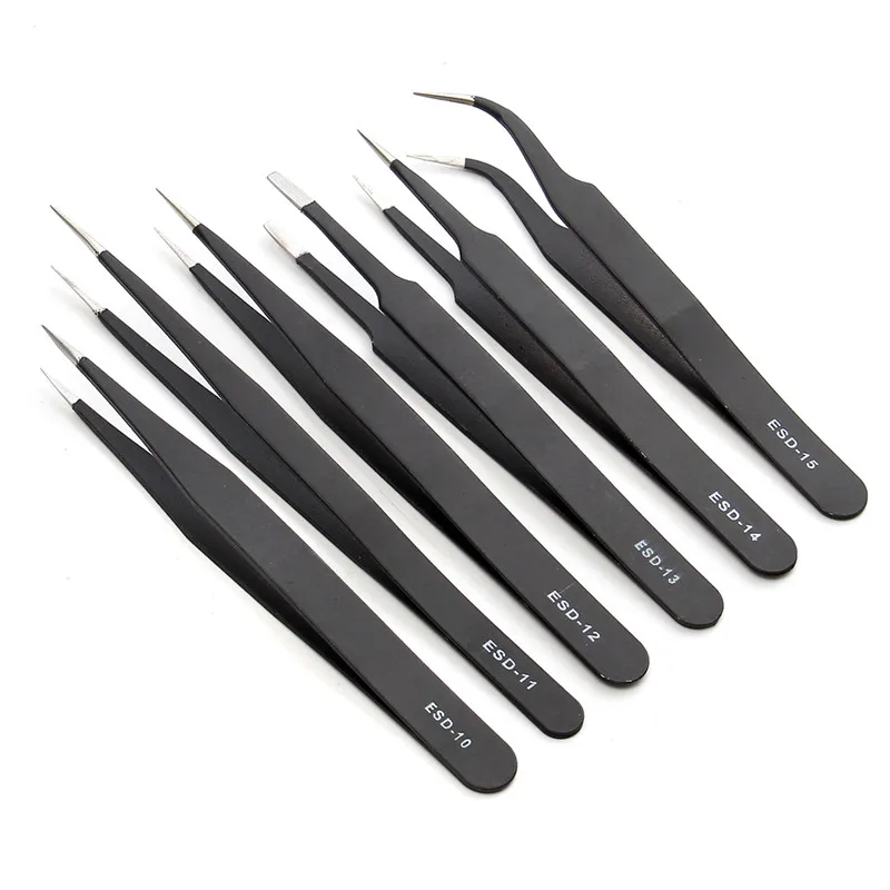 6Pcs Safe Anti-Static Stainless Steel Tweezers Set ESD Maintenance Watch Repair Tools Kits Electronic Rework Tool Set DIY Tools 6Pcs Safe Anti-Static Stainless Steel Tweezers Set ESD Maintenance Watch Repair Tools Kits Electronic Rework Tool Set DIY Tools