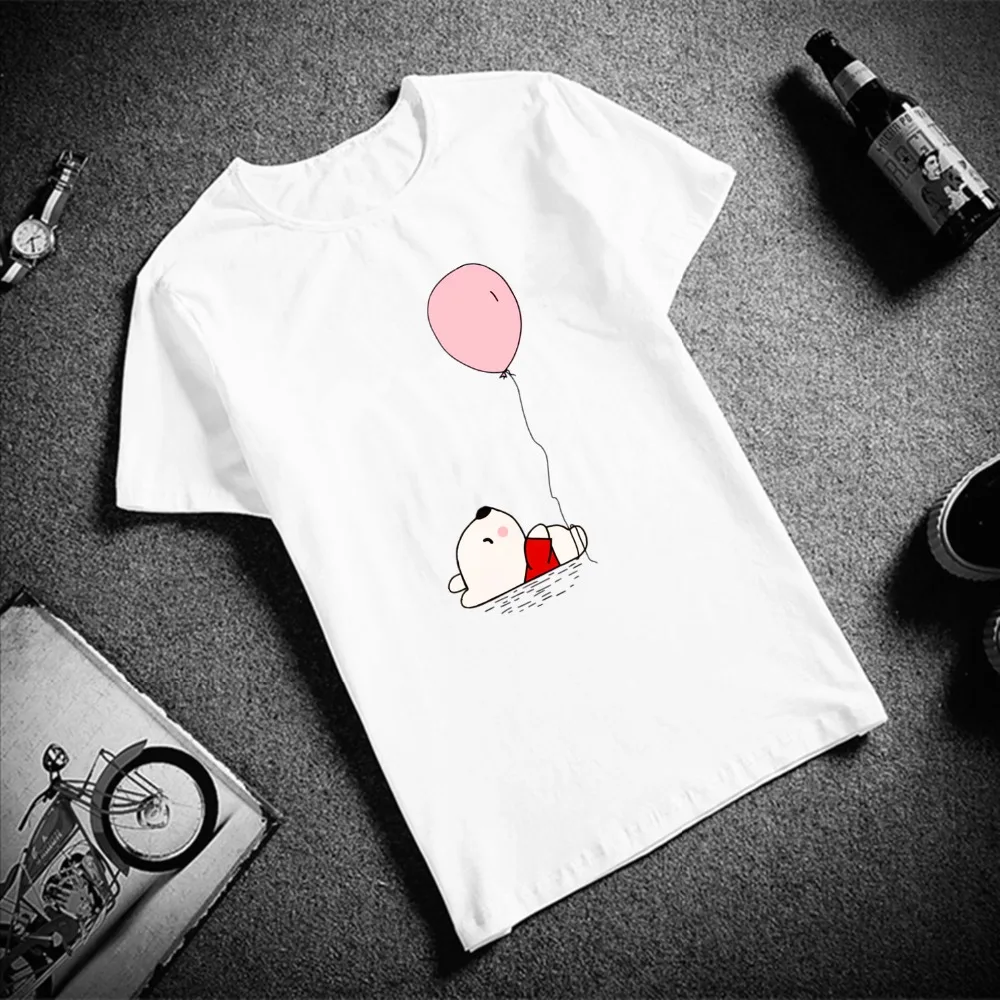 Kawaii/модная футболка унисекс с короткими рукавами Ulzzang Harajuku, эстетика, принт с медведем и воздушным шаром, хлопок, футболки