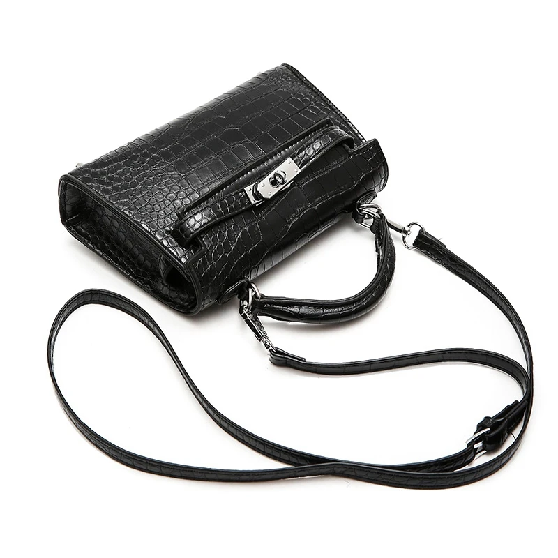 

2018 Small Mini Crocodile Leather Handbag Lady Luxury Platinum Lock Tote Vintage Purse Clutches Girl Messenger Bag Crossbody Bag