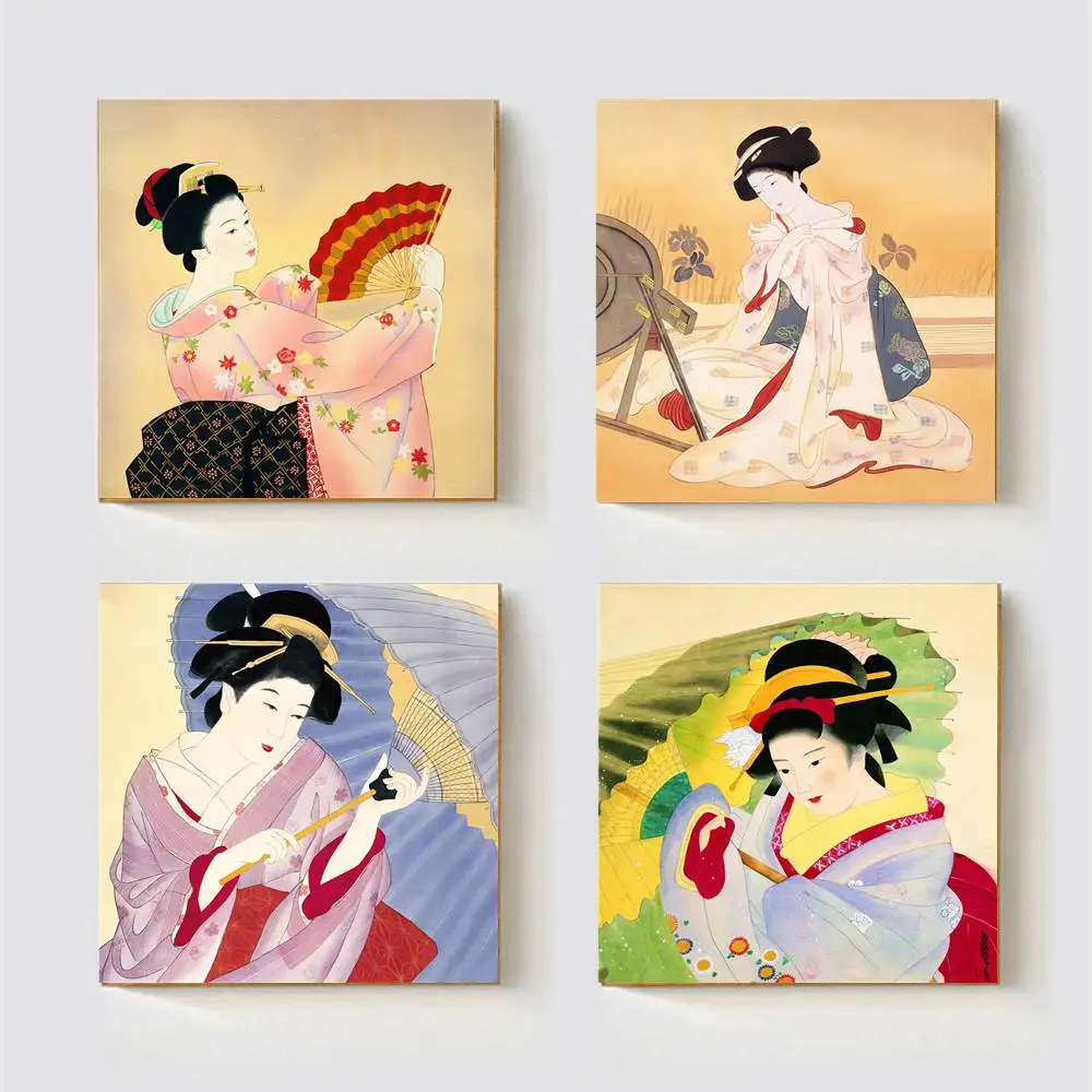 Japan Poster Portrait Artwork Vintage Home Decor Canvas Print Japanese Kimono Woman Nástěnná malba na zeď do obývacího pokoje