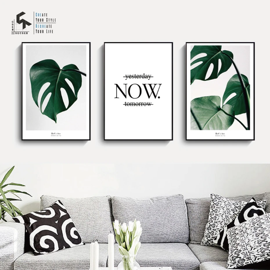 Nordic Style Canvas Oil Paintings Leaf Posters Quote Prints Wall Art Home Decorative Pictures For Living Room Cr1810115009 Painting Calligraphy Aliexpress