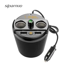 

Siparnuo Car Bluetooth FM Transmitter Cigarette Lighter Socket Adapter Hands Free Car Kit Cup Holder 2 USB Car Charger