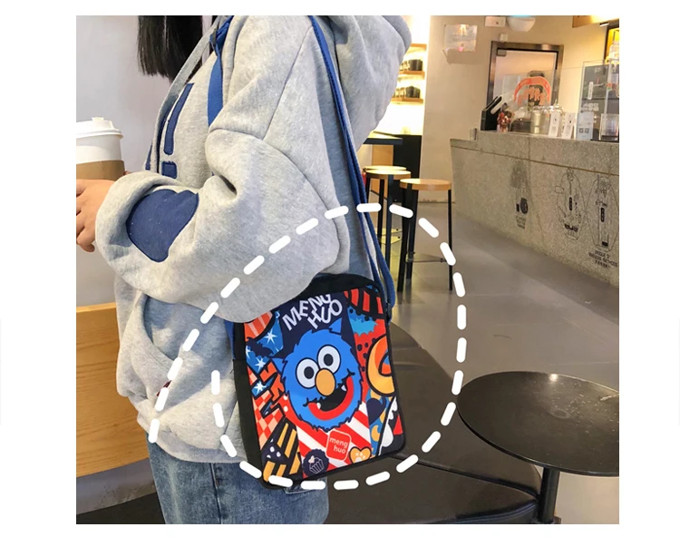 Menghuo Ins Super Popular Women Canvas Shoulder Bags Cute Small Mobile Phone Bags for Girls Boys hip hop chic Hand Pouch Bolsos_13