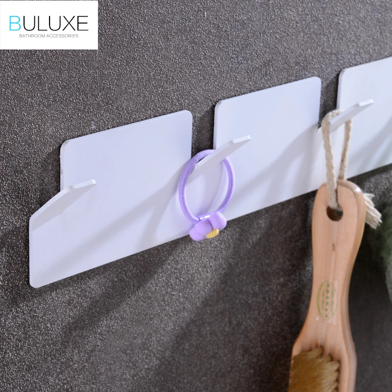 Bulux, новинка, нержавеющая сталь, для ванной комнаты, самоклеющиеся 6 крючков для халатов, белая и черная настенная вешалка, крючки, аксессуары для ванной, DR8A53
