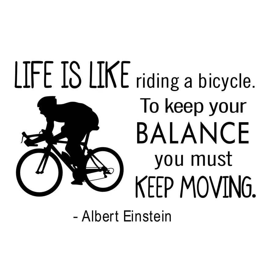 Free Shipping Motivation Quotes Life Is Like Riding A Bicycle Balance Wall Stickers Home Decor Living Room Vinyl Adhesive Decals in Wall Stickers from Home