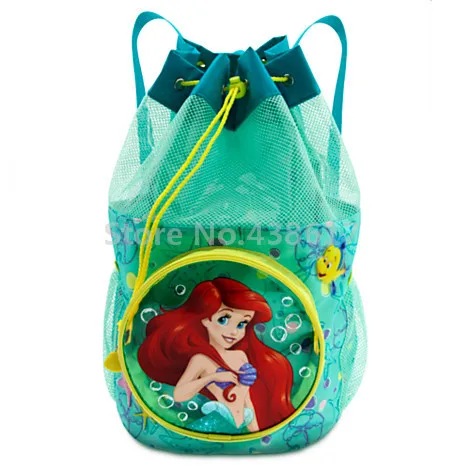 Новая модная летняя футболка с нарисованными маленькими синими принцесса-Русалочка Ариэль рюкзак пляжная сумка из ПВХ водонепроницаемый шнурок детские школьные сумки для девочек детская одежда