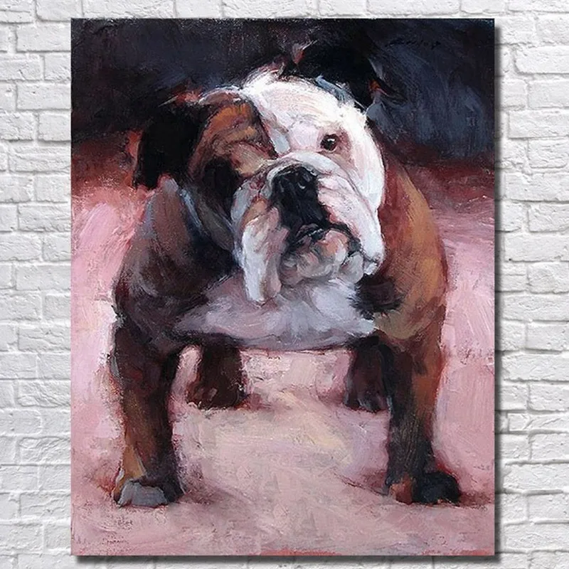 

Handpainted Cartoon Oil Paintings Large Funny Shar Pei Dog Pictures Modern Abstract Wall Art Home Decor Canvas Animal Painting