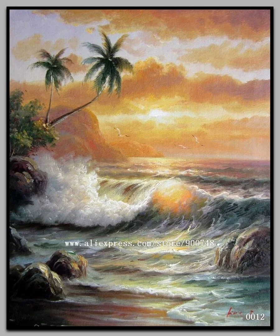 Ручная роспись пейзаж Морская волна Картина маслом на холсте Настенная картина с ландшафтом для гостиной домашний декор высокое качество морской пейзаж