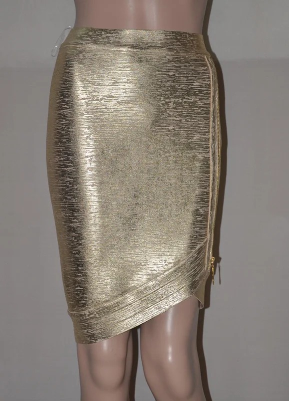 Новое поступление бренд Для женщин Летняя мода Цветочный Принт золото металлик платье-бандаж Юбка До Колена Galaxy Юбки