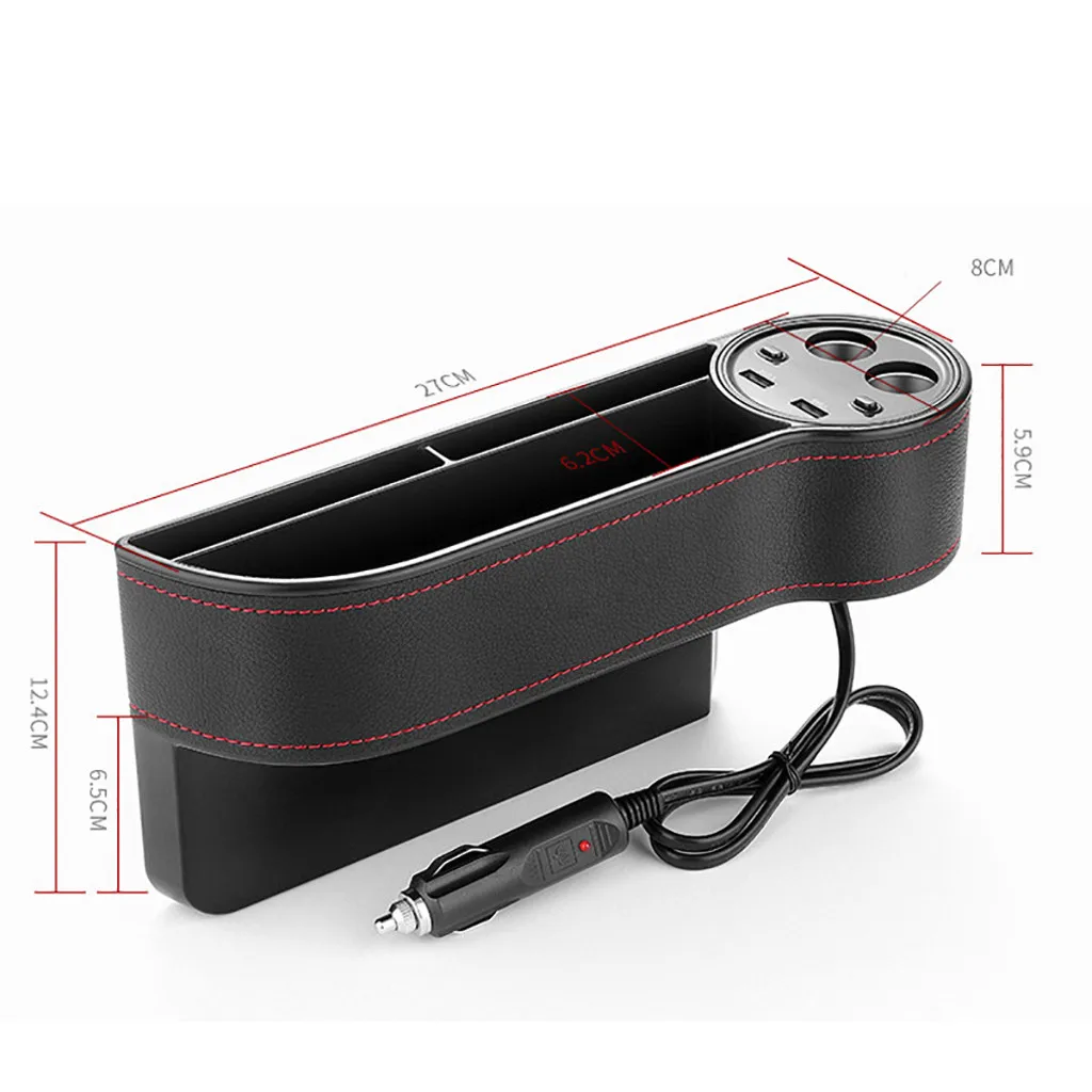 

Multifunction Dual USB Car Phone Charger Adapter in Car For Phone Tablet Leather Car Seat Crevice Storage Box Seat Organizer
