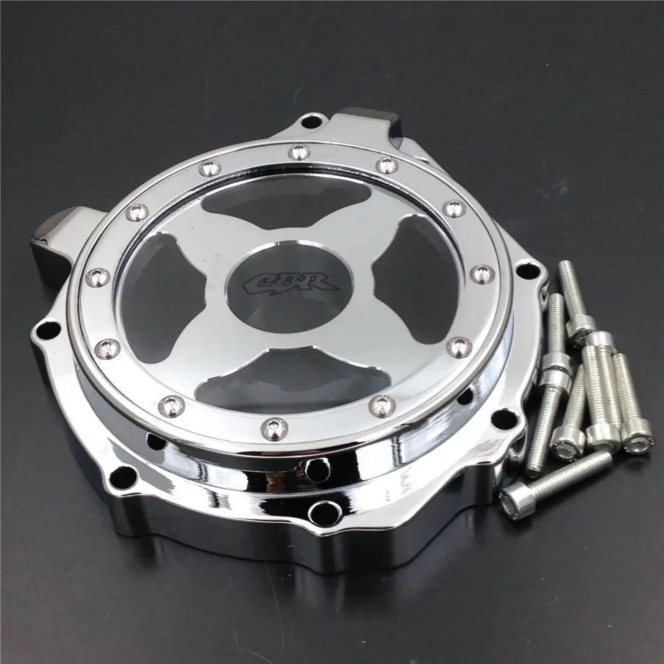 

Free shipping motorcycle parts Billet Engine Stator cover see through for Honda CBR1000RR 2004-2007 CHROME Left