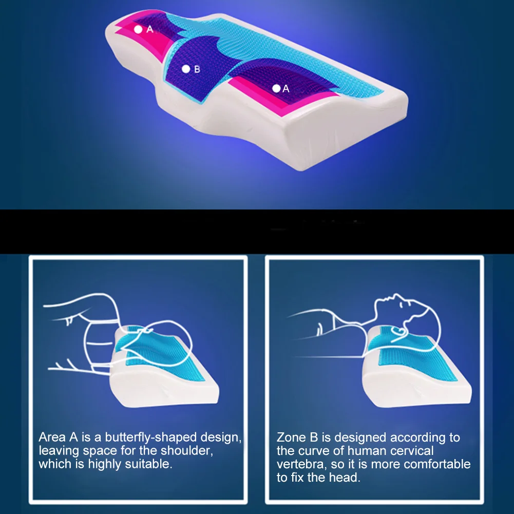 

Summer Sleeping Orthopedic Pillow Headrest Neck Support Cool Gel Slow Rebound Pain Release Memory Foam Bedding Anti-snore Home