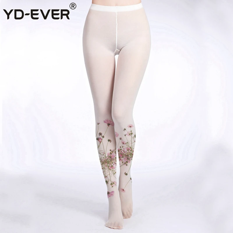 YD EVER с цветочным принтом 99 женские колготки хлопок жаккард брендовые модные