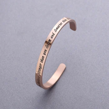 

Brave Smart Believe Cuff Bangle Stainless Steel Engraving Positive Quotes Bangle Fashion OL Women Jewelry Gift