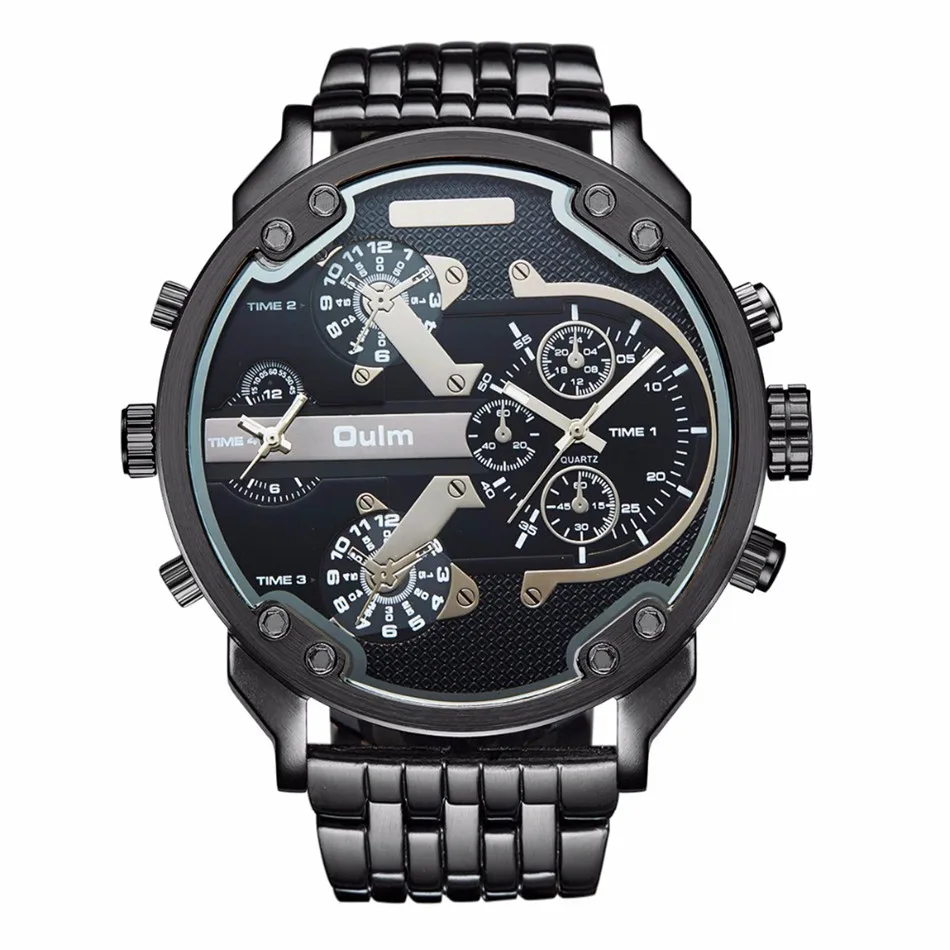 OULM 3548 Top Brand Original Watches Men 5.5CM Big Dial Full Steel Rose