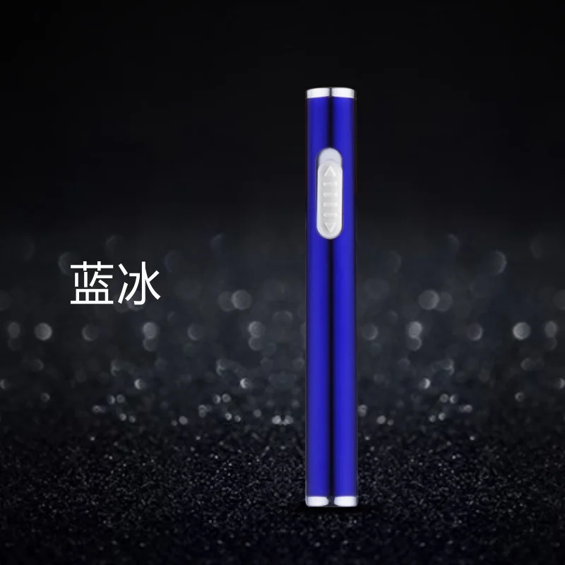 Металлическая Полоса usb зарядка Зажигалка воздушный поток Индукционная перезаряжаемая электрическая зажигалка USB Электронная зажигалка ветрозащитный - Цвет: Blue