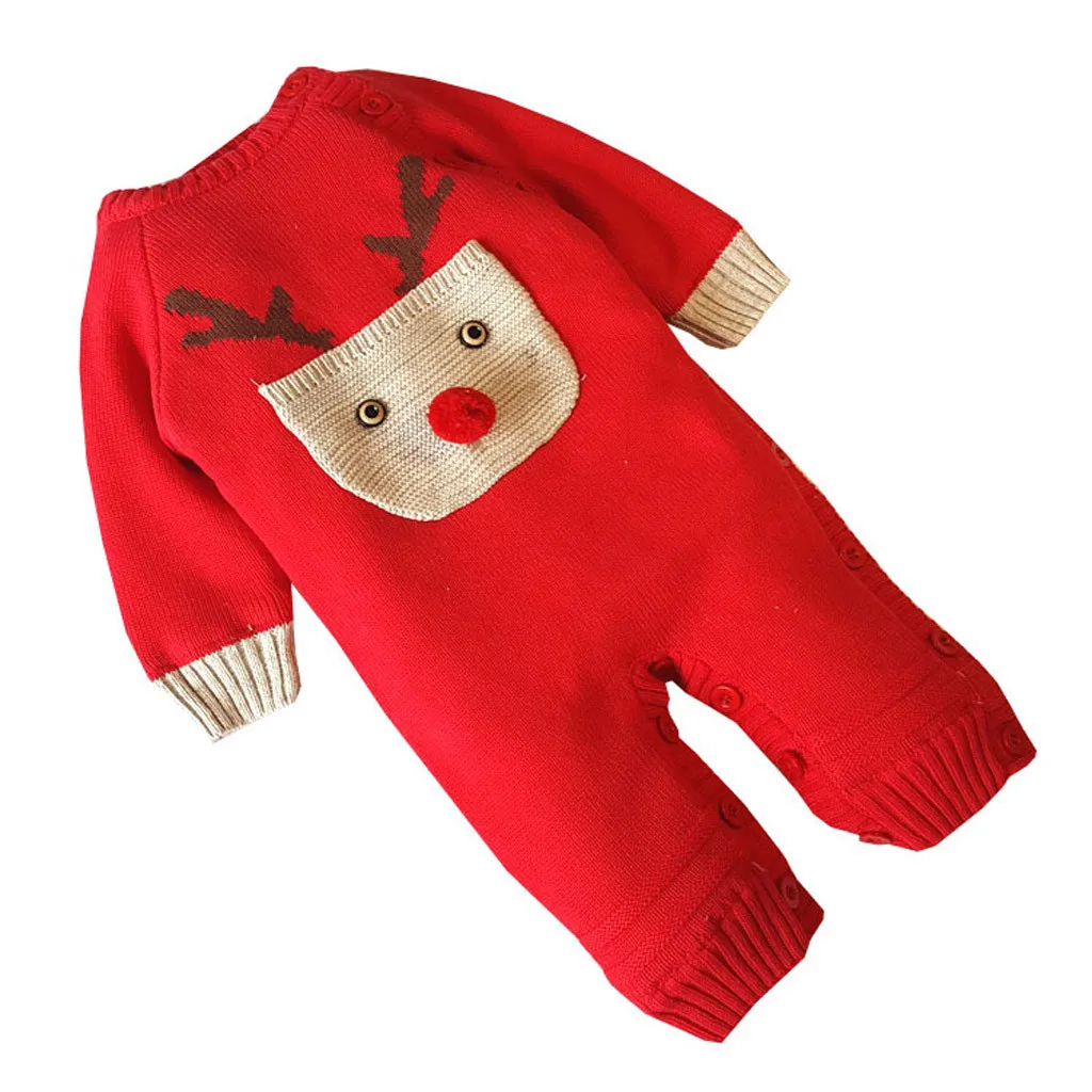 Детский плюшевый свитер с круглым вырезом и длинными рукавами для новорожденных мальчиков и девочек, Вязаный комбинезон, милые комбинезоны одежда для маленьких мальчиков и девочек