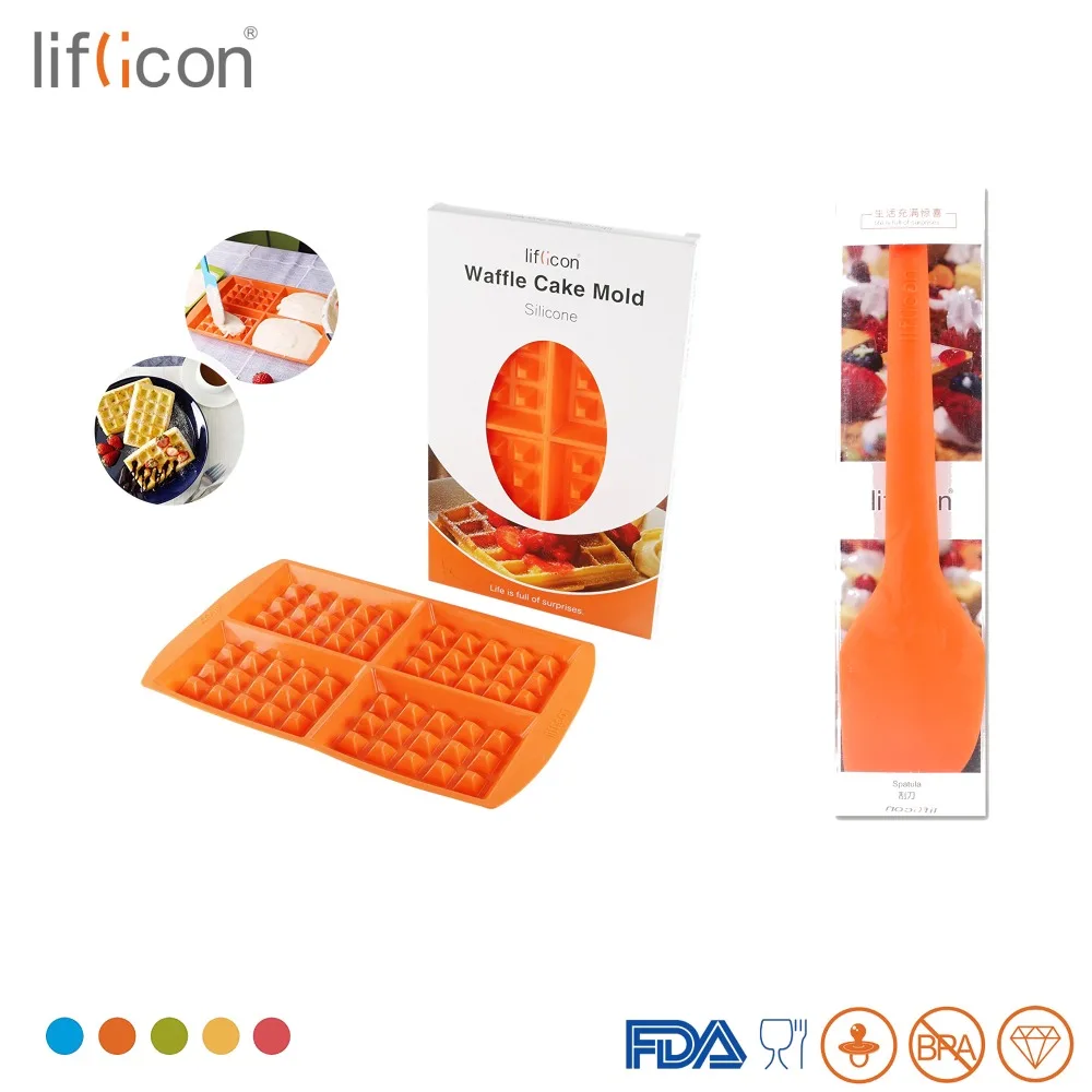 Liflicon Silicone Waffle Mold 4 Cavities Waffle Maker Silicone Baking