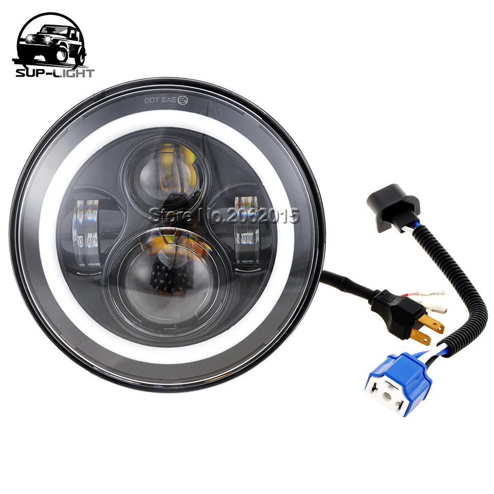 pair led halo headlight kit 45W 7'' H4 LED Headlight with turn Signal