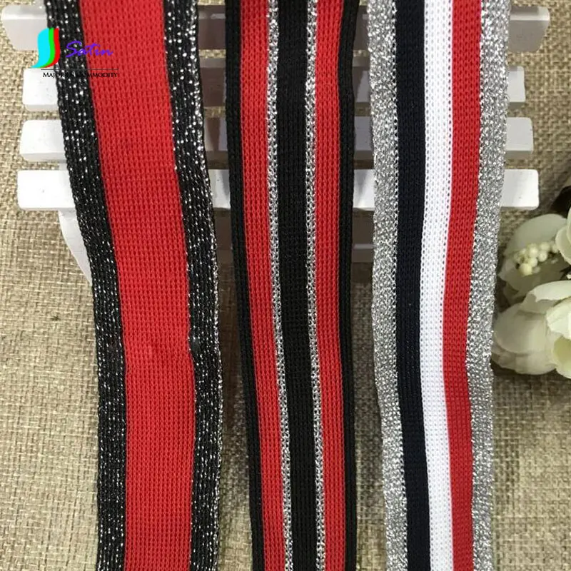 Gold And Silver Fish Knit Mesh Warp Knitting Polyester Cross Pull Tri-color Ribbon Clothing Accessories Side Decoration S491P