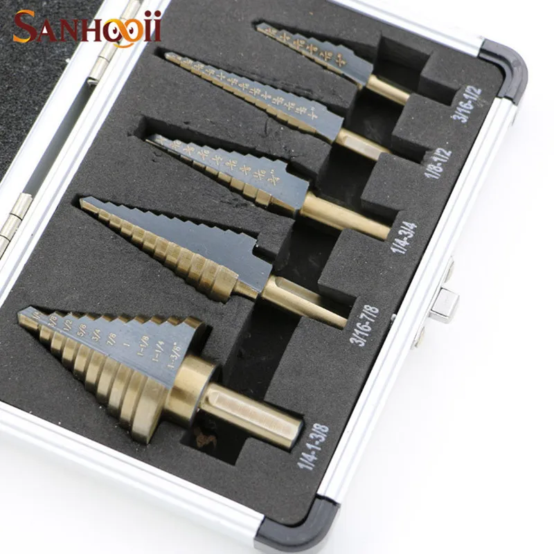 Imperial Units Core Drill Bit HSS 50Size Metal Drilling Step Drill Bit Tool Set With Aluminum Box For Electric Drill Imperial Units Core Drill Bit HSS 50Size Metal Drilling Step Drill Bit Tool Set With Aluminum Box For Electric Drill